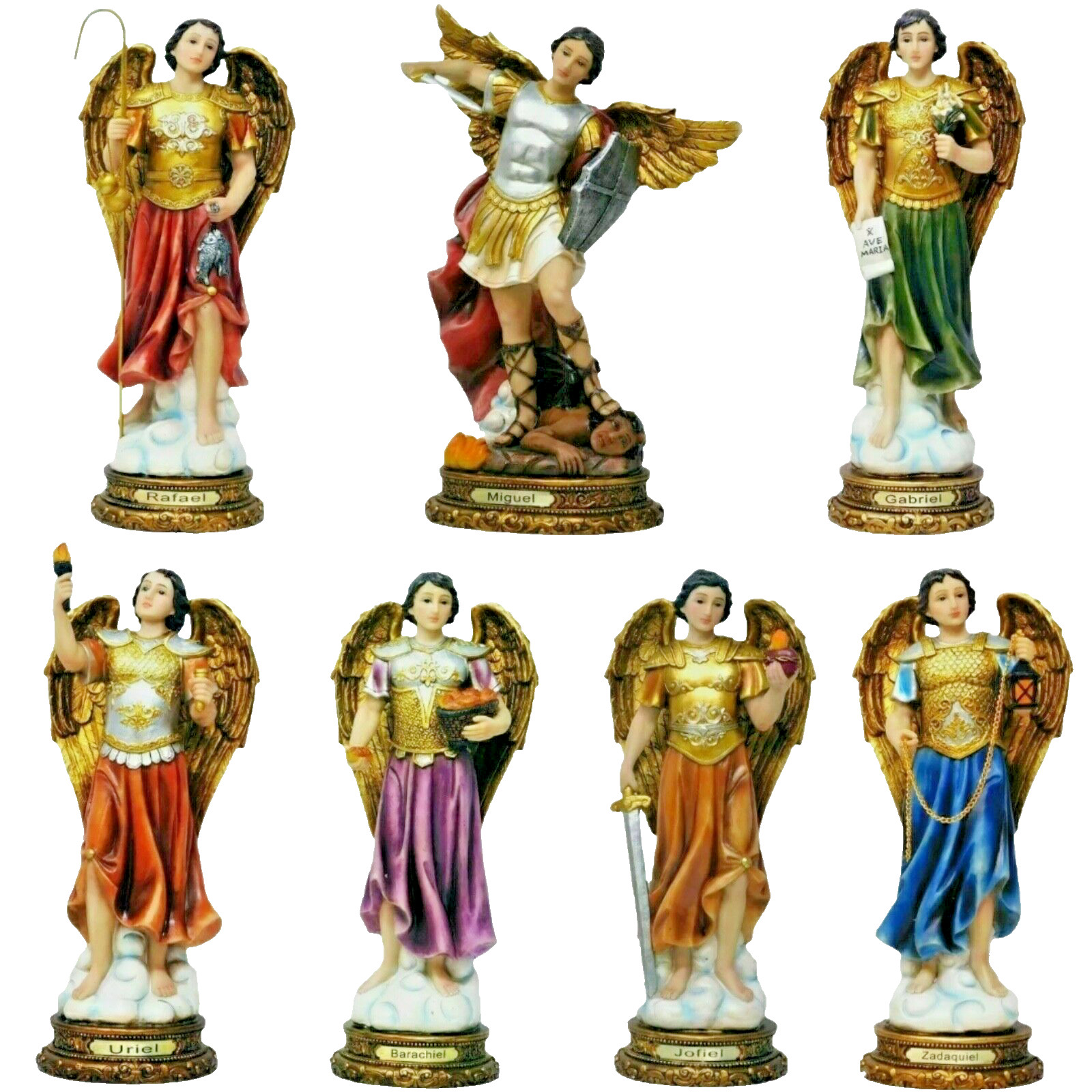 Set of 7 Arcángeles Resin Figurines 8 Set of 7 Arcángeles Resin Figurines 8