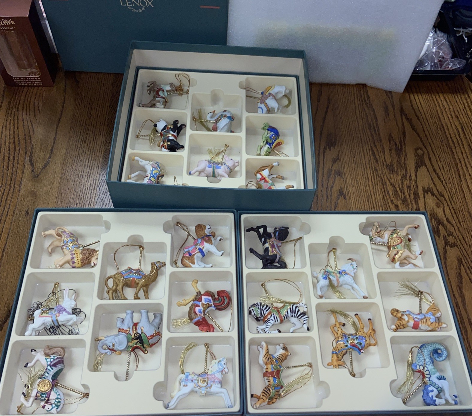 Lenox 1989 Carousel of Animals Ornaments Complete 24 Set w/Box Christmas, No COA