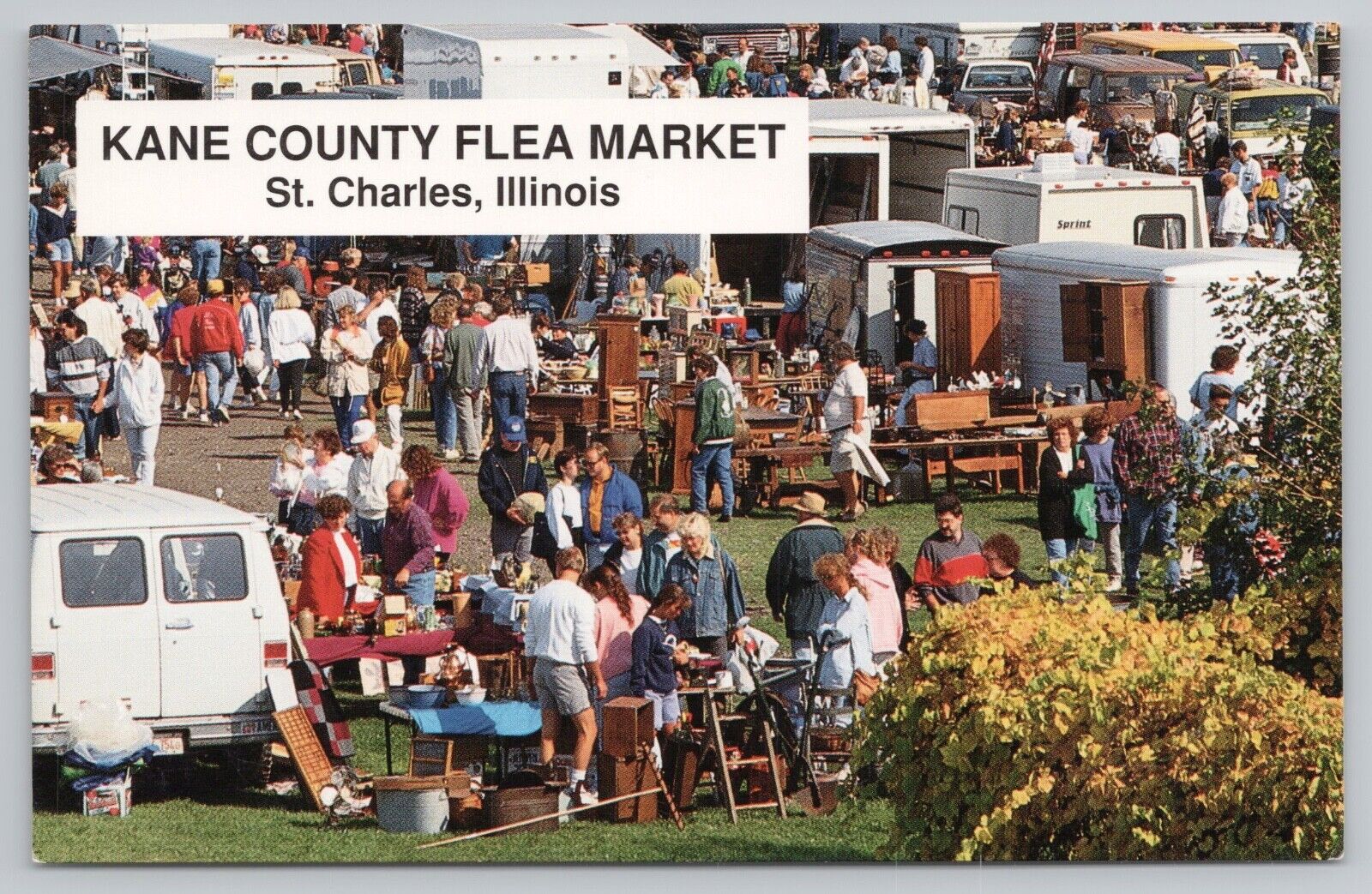 Postcard Kane County Flea Market St. Charles Illinois