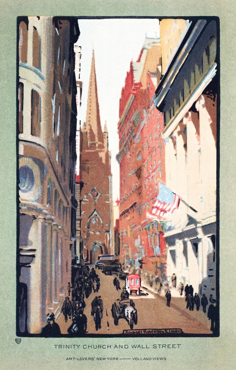 Vintage New York Trinity Church 1914 United States Travel Poster Print