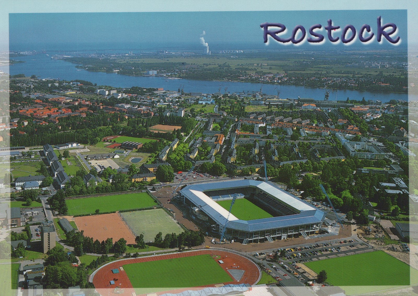 Rostock Germany Ostseestadion Football Stadium Aerial View Postcard Schoning Rostock Germany Ostseestadion Football Stadium Aerial View Postcard Schoning