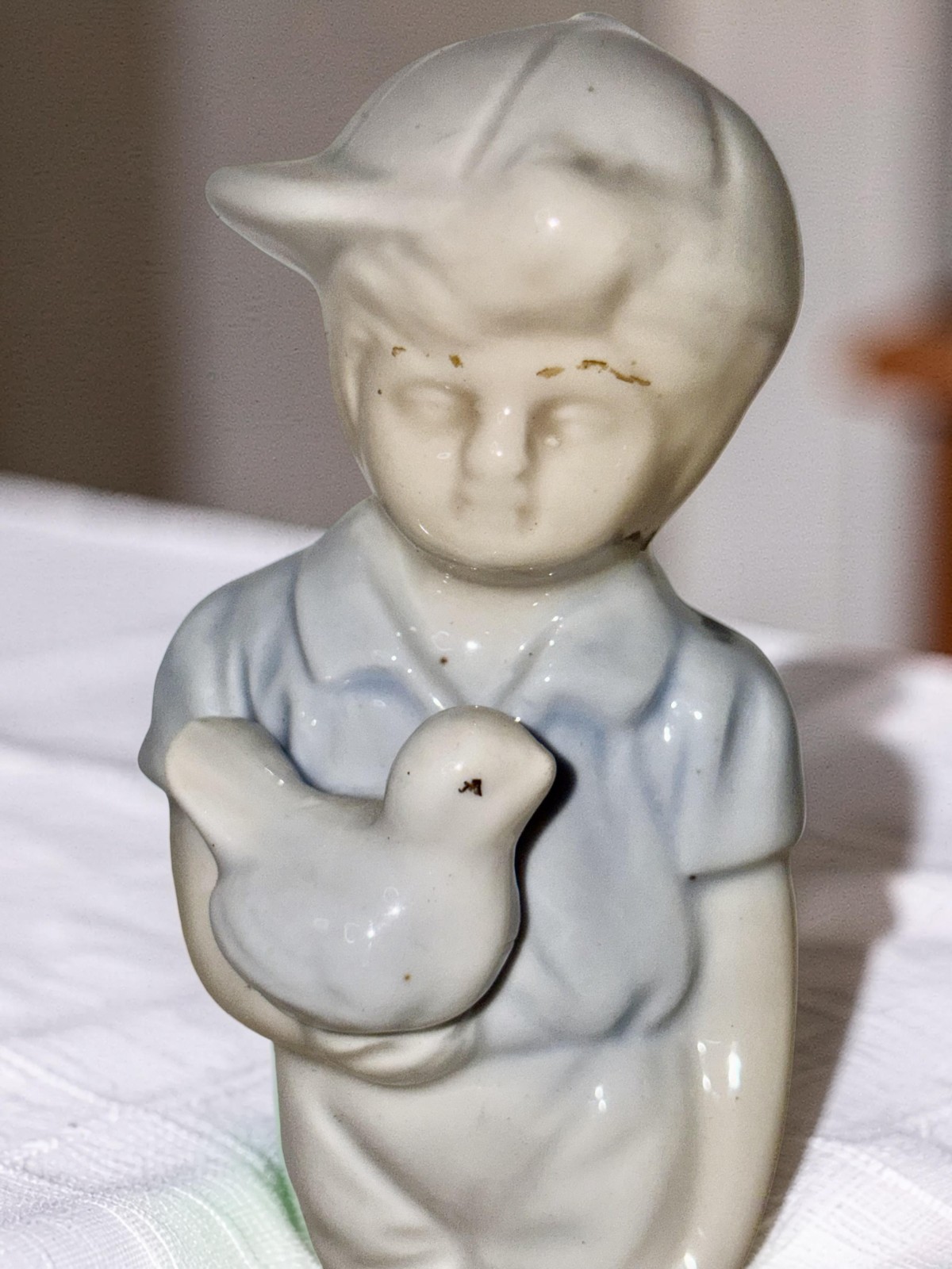 Vintage Porcelain Boy with Bird Figurine 6 Vintage Porcelain Boy with Bird Figurine 6