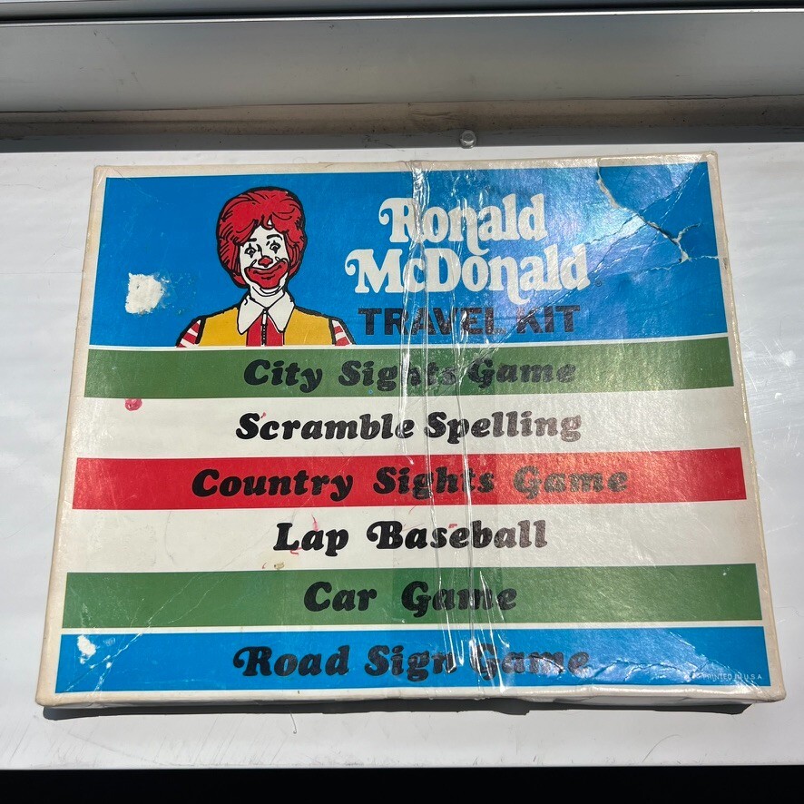 Vintage 70s Ronald McDonald Travel Kit Car Game Advertising Kids VTG Road Trip