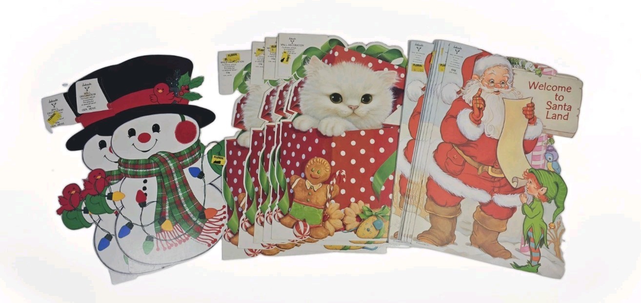 New Vintage Hallmark  Ambassador Christmas Die Cuts Decorations Lot Of 36