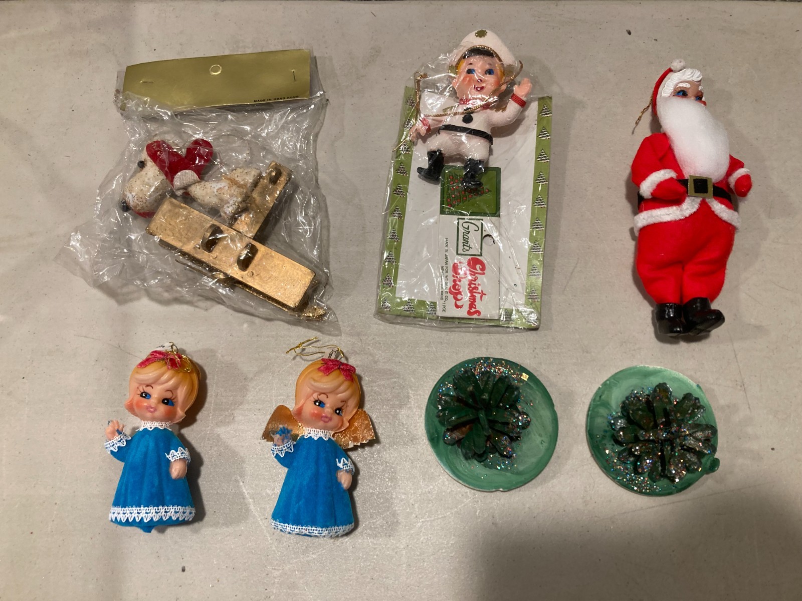 Vintage Christmas Ornament Lot Grant's Japan Elf Santa Angels
