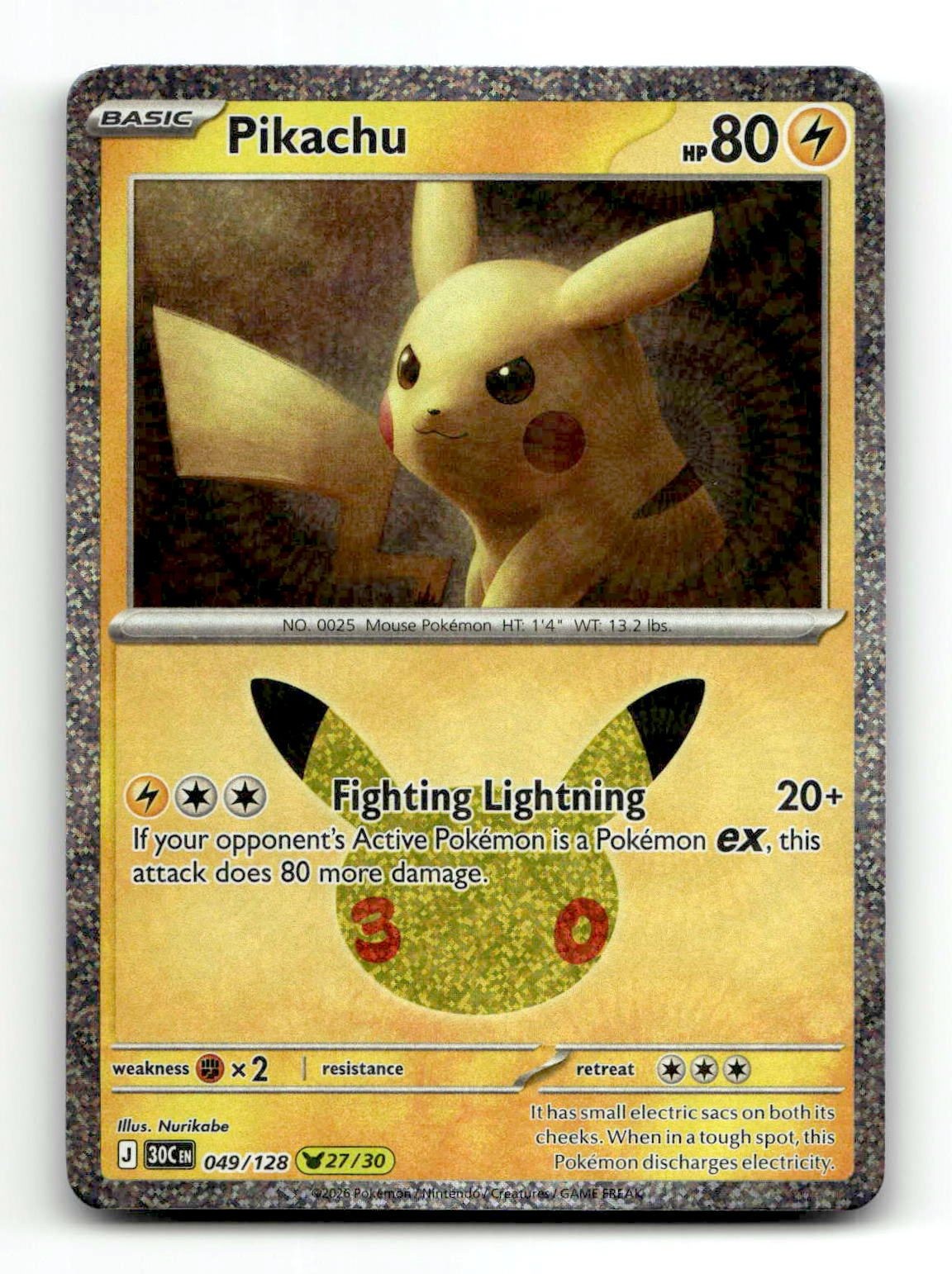 Pikachu Holofoil NM EN [30C - 049/128] Pokemon