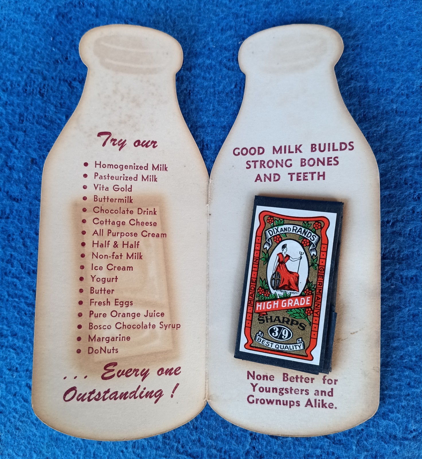 Vtg 1950’s Waynes Dairy Advertising Sewing Kit Milk Bottle Delivery Bakersfield Vtg 1950’s Waynes Dairy Advertising Sewing Kit Milk Bottle Delivery Bakersfield