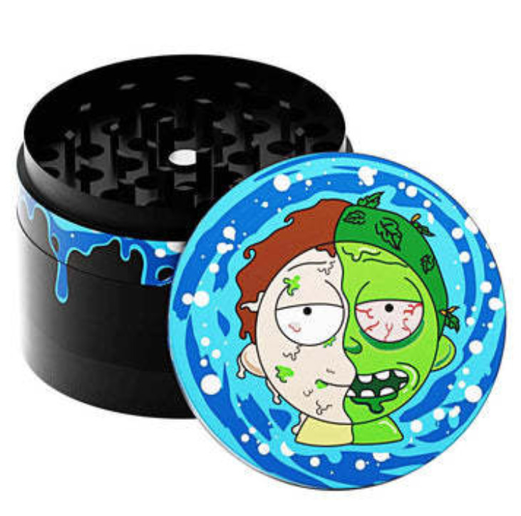 2.5 Inches 4 Piece Metal Pop Culture Paint Tobacco Herb Spice Grinder Crusher