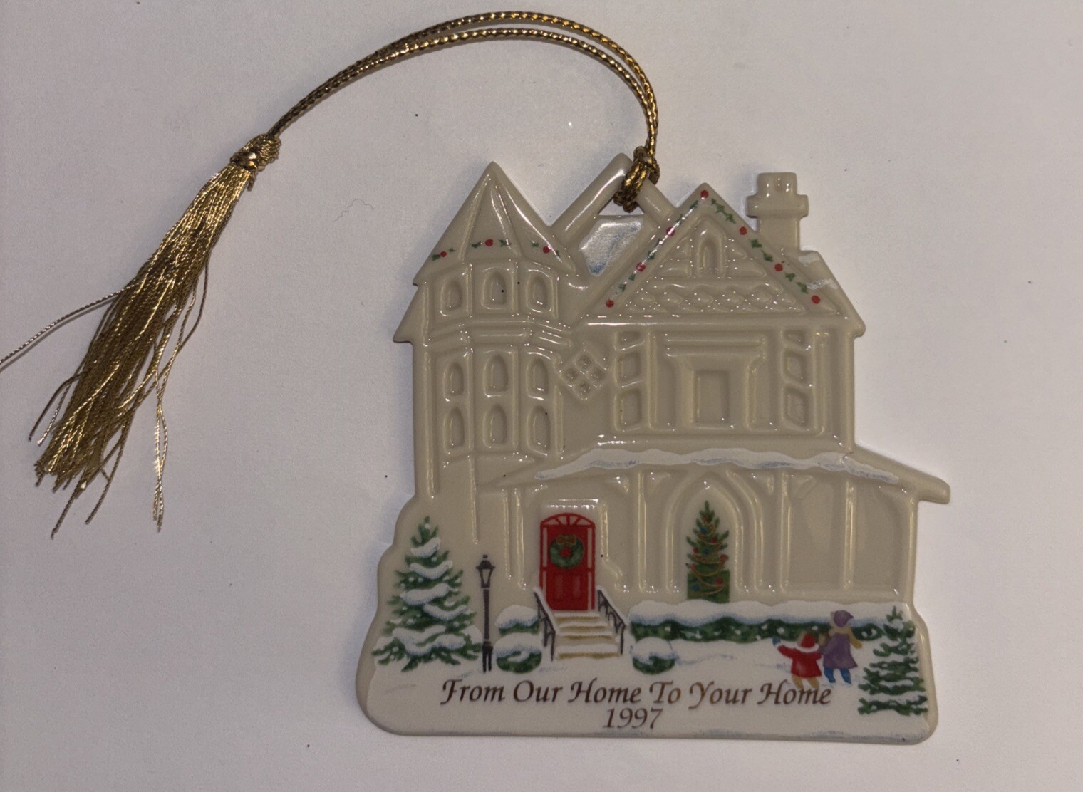 Vintage Lenox 1997 Porcelain “From Our Home To Your Home” Christmas Ornament Vintage Lenox 1997 Porcelain “From Our Home To Your Home” Christmas Ornament