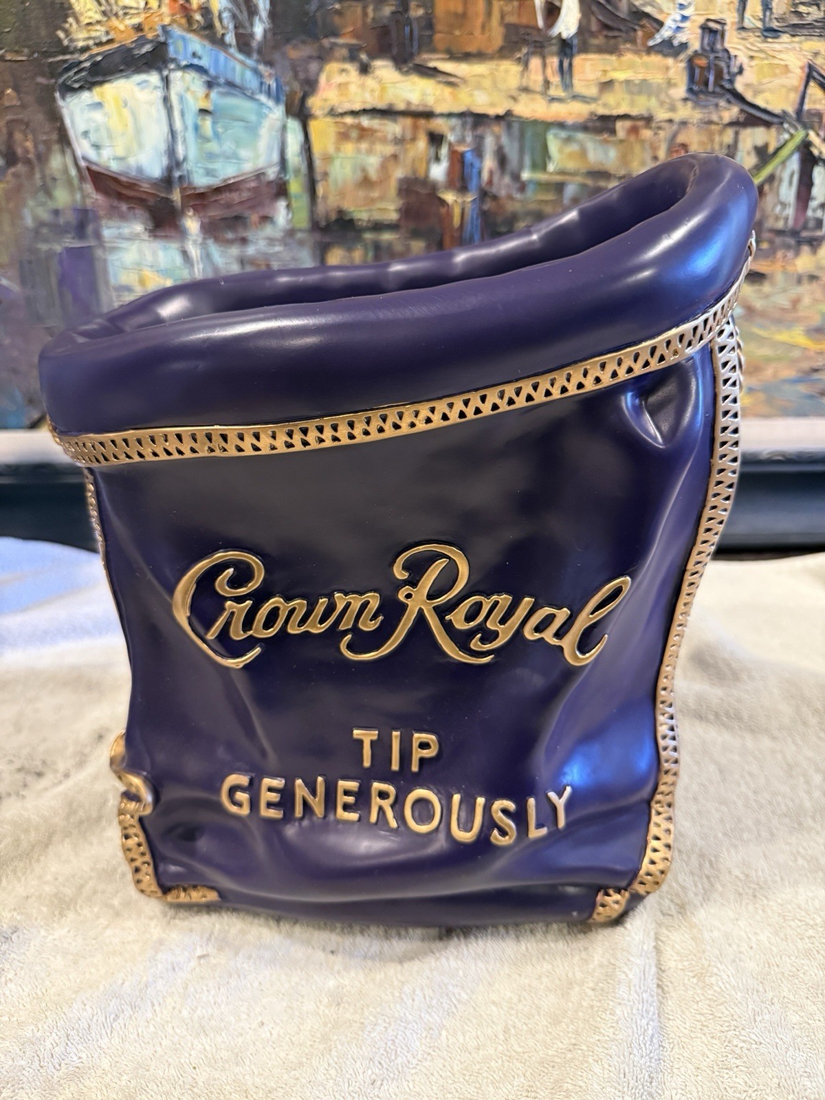 💜Rare Crown Royal Plaster Tip Jar  11