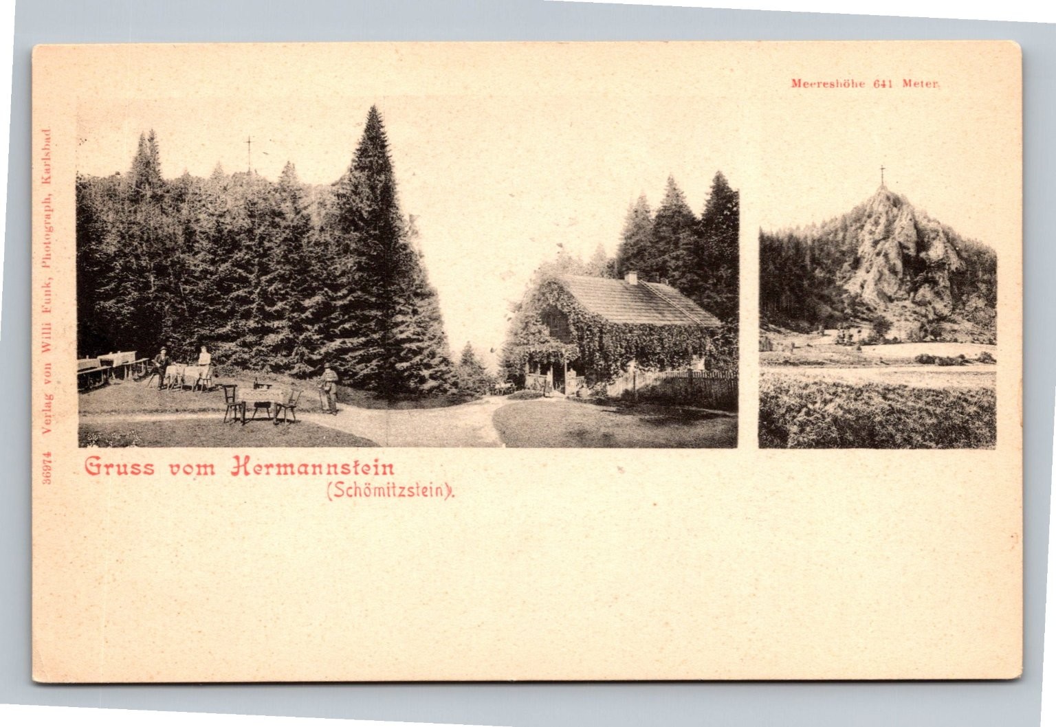 Vintage Gruss vom Hermannstein Germany Scenic Postcard Early 1900s