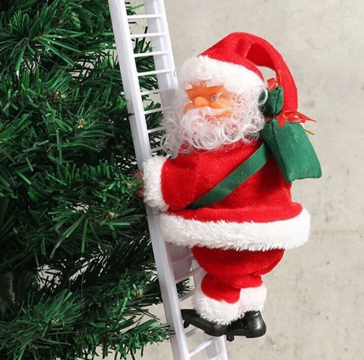 🎅Animated Climbing Santa Claus Decoration Christmas Ornament with Ladder new🎅