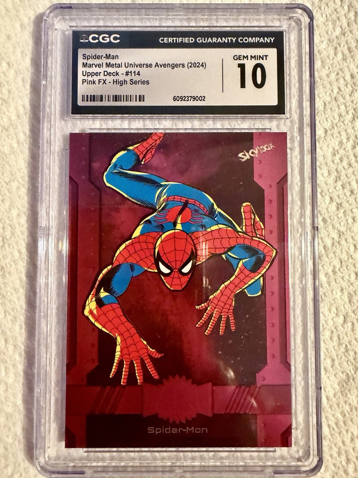Spider-Man - 2024 Skybox Marvel Metal Universe Avengers #114 Pink /75 Spider-Man - 2024 Skybox Marvel Metal Universe Avengers #114 Pink /75
