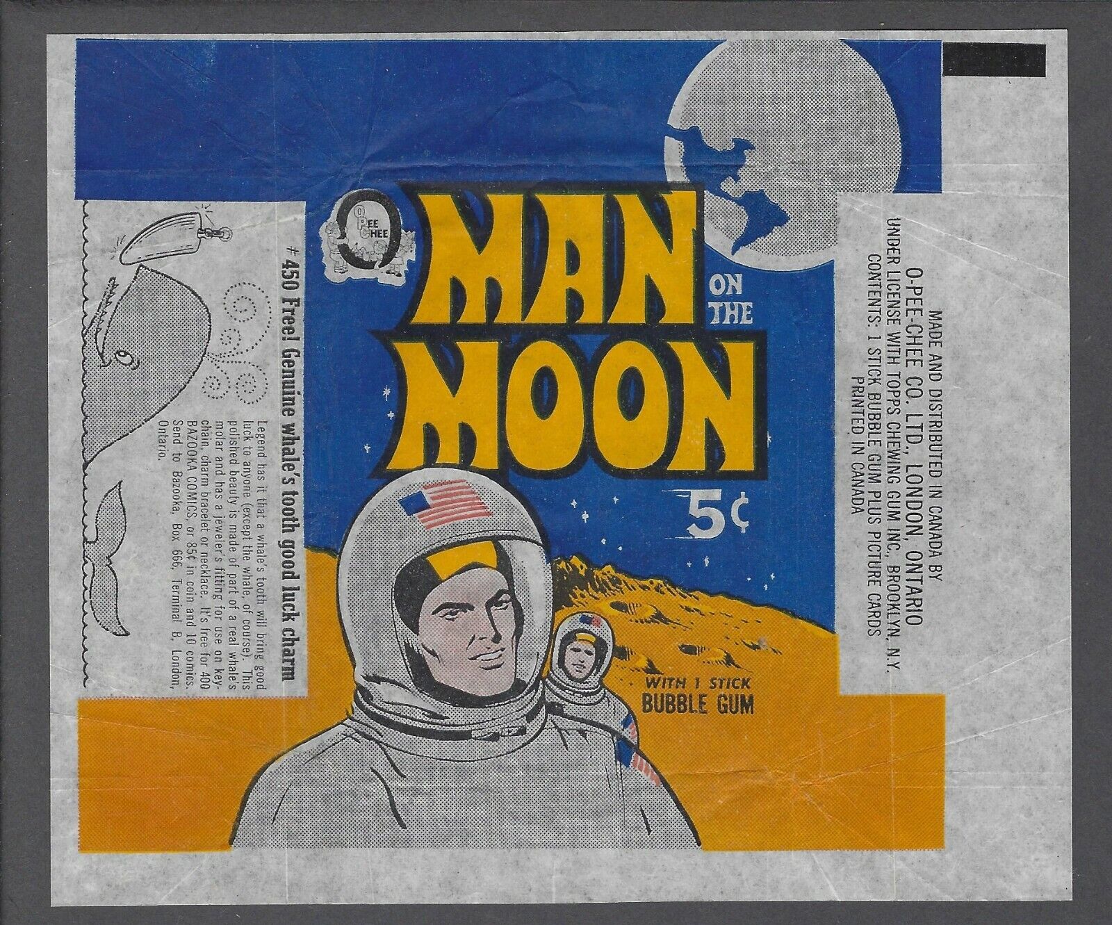 1969-70 O-Pee-Chee V312-11 Man on the Moon Wrapper