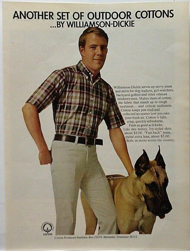 1966 DICKIE  ANOTHER SET OF OUTDOOR COTTONS  BY Williamson-Dickie  Mag Print Ad