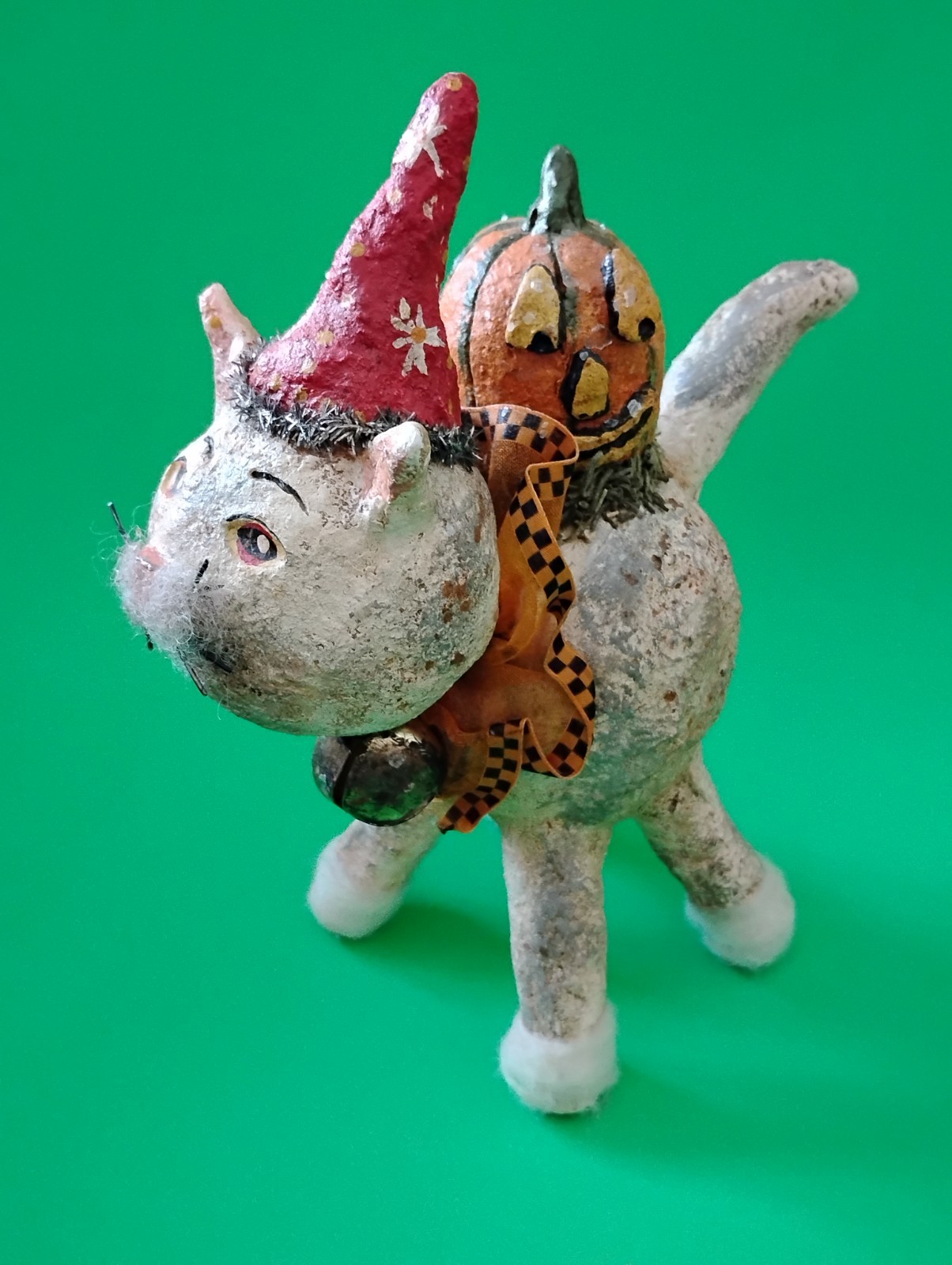 OOAK FOLK ART KRISNICK THOMAS PANETTA PRIMITIVE STYLE HALLOWEEN CAT SIGNED 