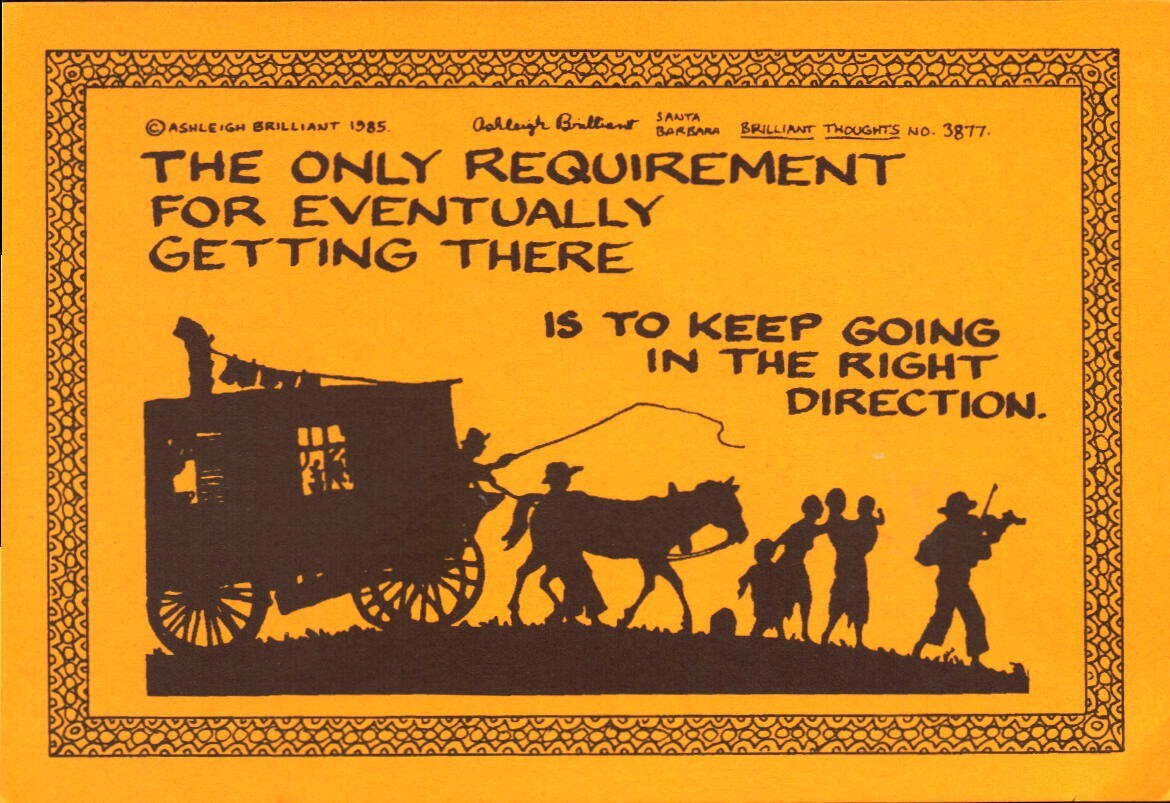 Vintage Postcard KEEP GOING ... Brilliant Thoughts 3877 A. Brilliant 1985 Signed Vintage Postcard KEEP GOING ... Brilliant Thoughts 3877 A. Brilliant 1985 Signed