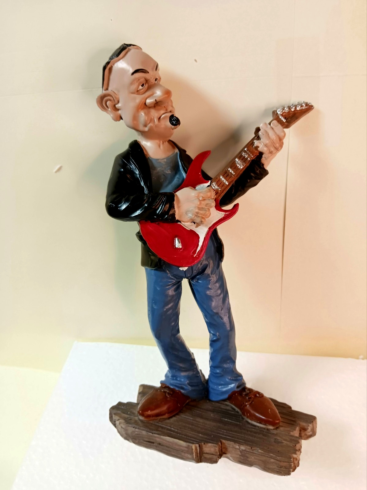 Whimsical Standing Guitarist Statue Figurine - Hand Painted Resin Whimsical Standing Guitarist Statue Figurine - Hand Painted Resin