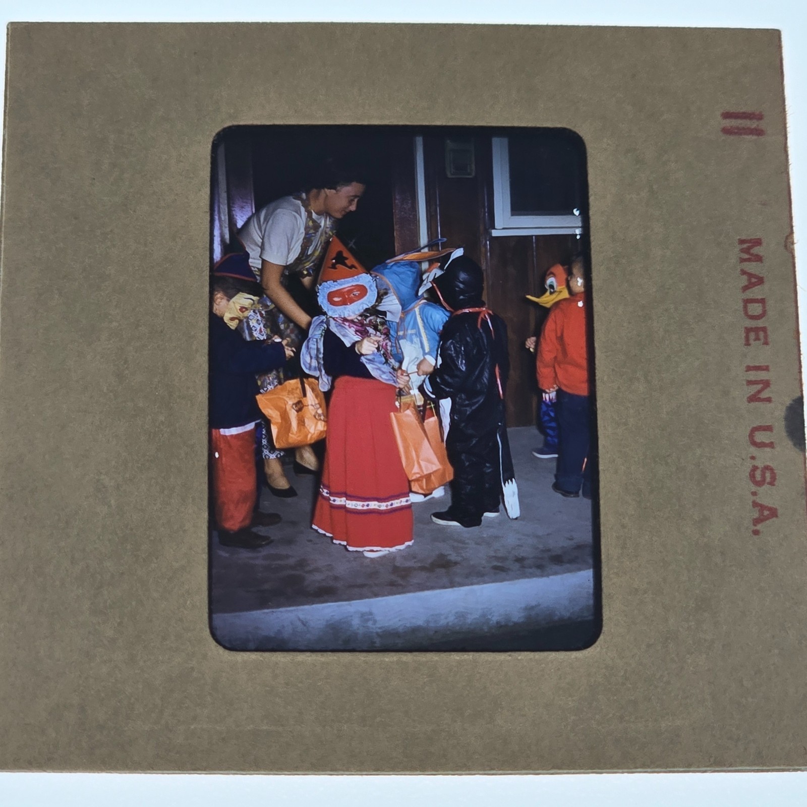 1950s Vintage Halloween Trick or Treat Kids Costumes Kodachrome 35mm Slide 1950s Vintage Halloween Trick or Treat Kids Costumes Kodachrome 35mm Slide