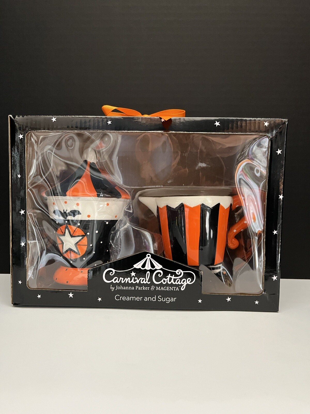Johanna Parker Carnival Cottage Halloween Cream & Sugar Set - NEW IN BOX Johanna Parker Carnival Cottage Halloween Cream & Sugar Set - NEW IN BOX