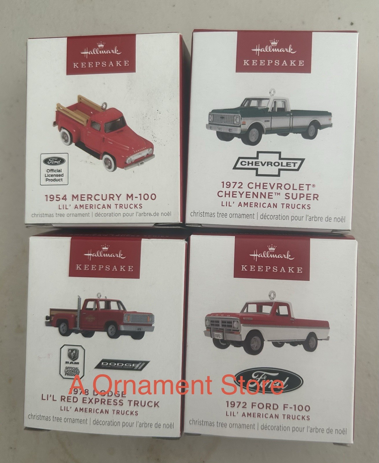 Hallmark  2026 2025  2024 2023 Lil American Trucks Miniature Ornaments METAL