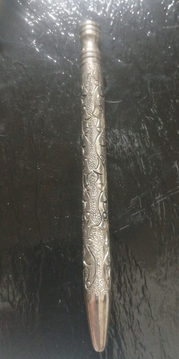 Antique Victorian Sterling Silver Repousse Magic Pencil Case Shell Hollow 5 7/8