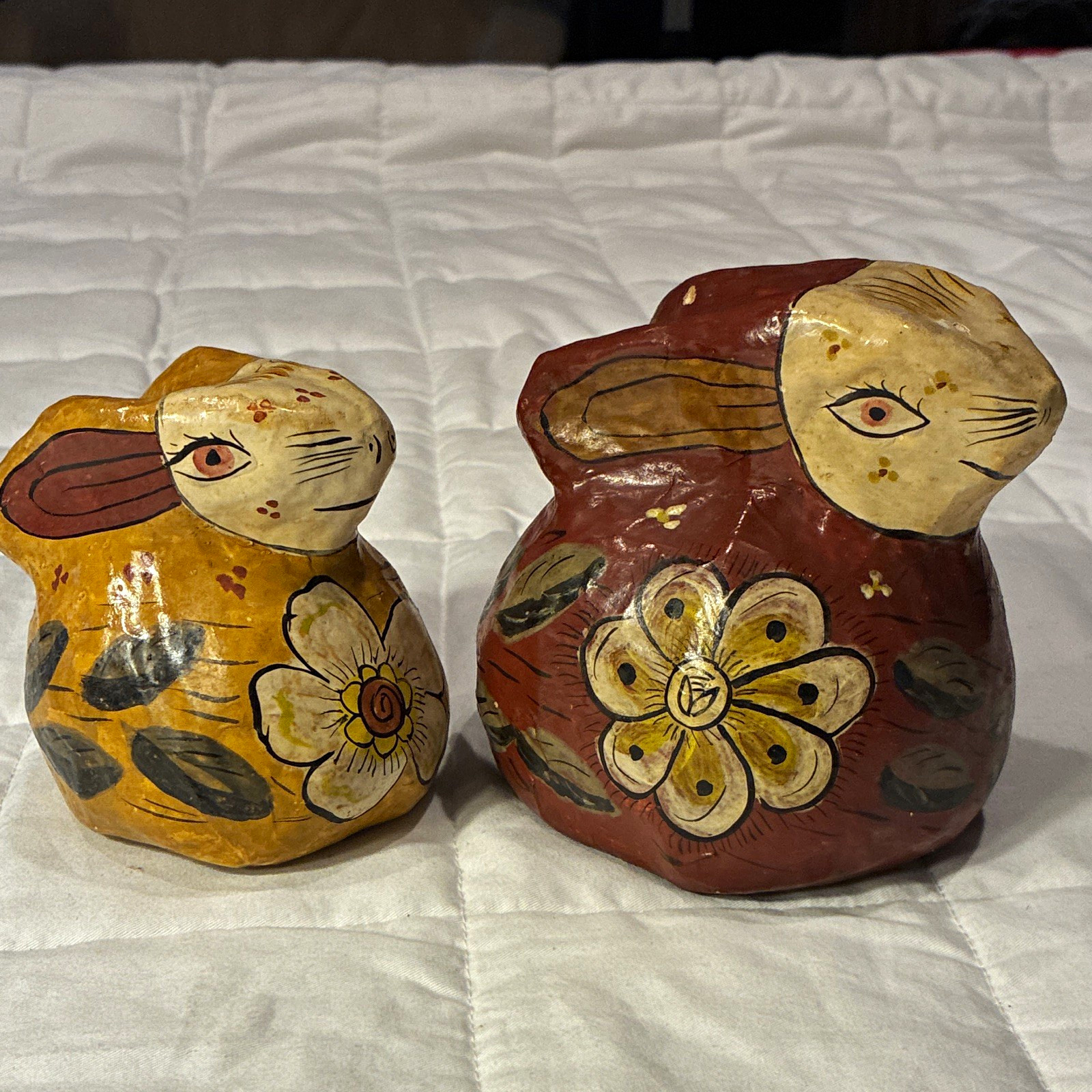 Vintage Antigua Guatemala Papier Mache Floral Rabbits Folk Art Sculptures Vintage Antigua Guatemala Papier Mache Floral Rabbits Folk Art Sculptures