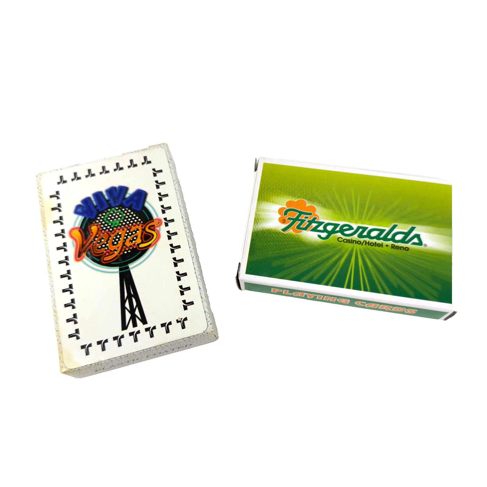 Vintage Collectible Lot Of 2 Casino Playing Cards Viva Vegas Fitzgeralds Reno