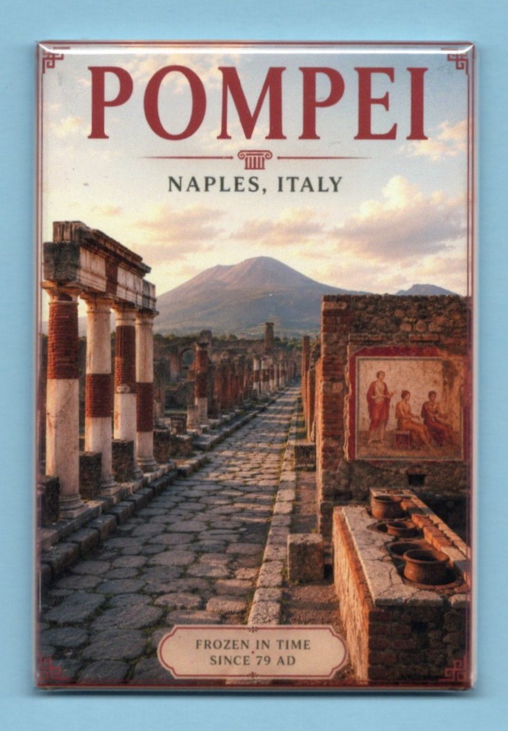 POMPEI NAPLES ITALY TRAVEL POSTER *2X3 FRIDGE MAGNET* VOLCANO ASH SOUVENIR GIFT