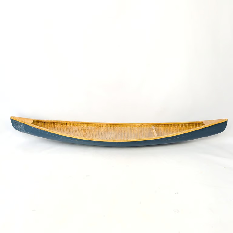 Vintage Wooden Model Canoe 27.5 Inch Handmade Decorative Blue Rustic Cabin Decor Vintage Wooden Model Canoe 27.5 Inch Handmade Decorative Blue Rustic Cabin Decor