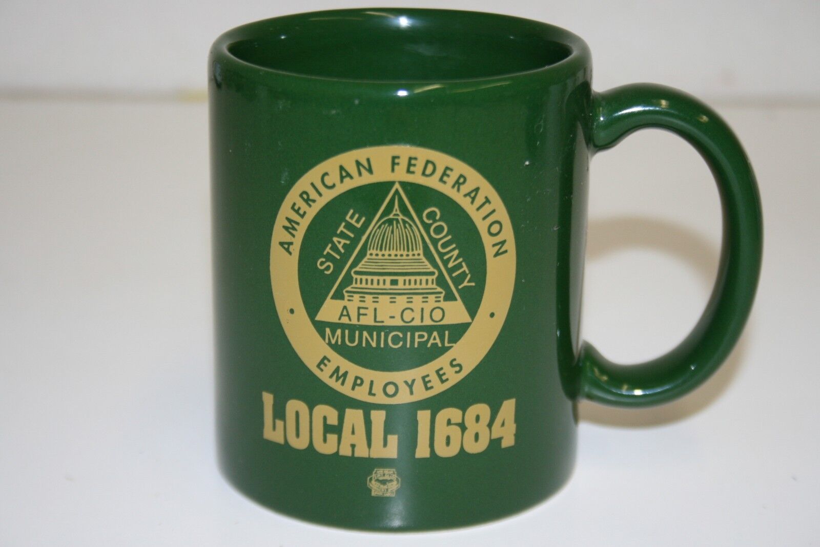 Vintage AFL CIO Local 1684 Union American Federation Employees Green Coffee Mug