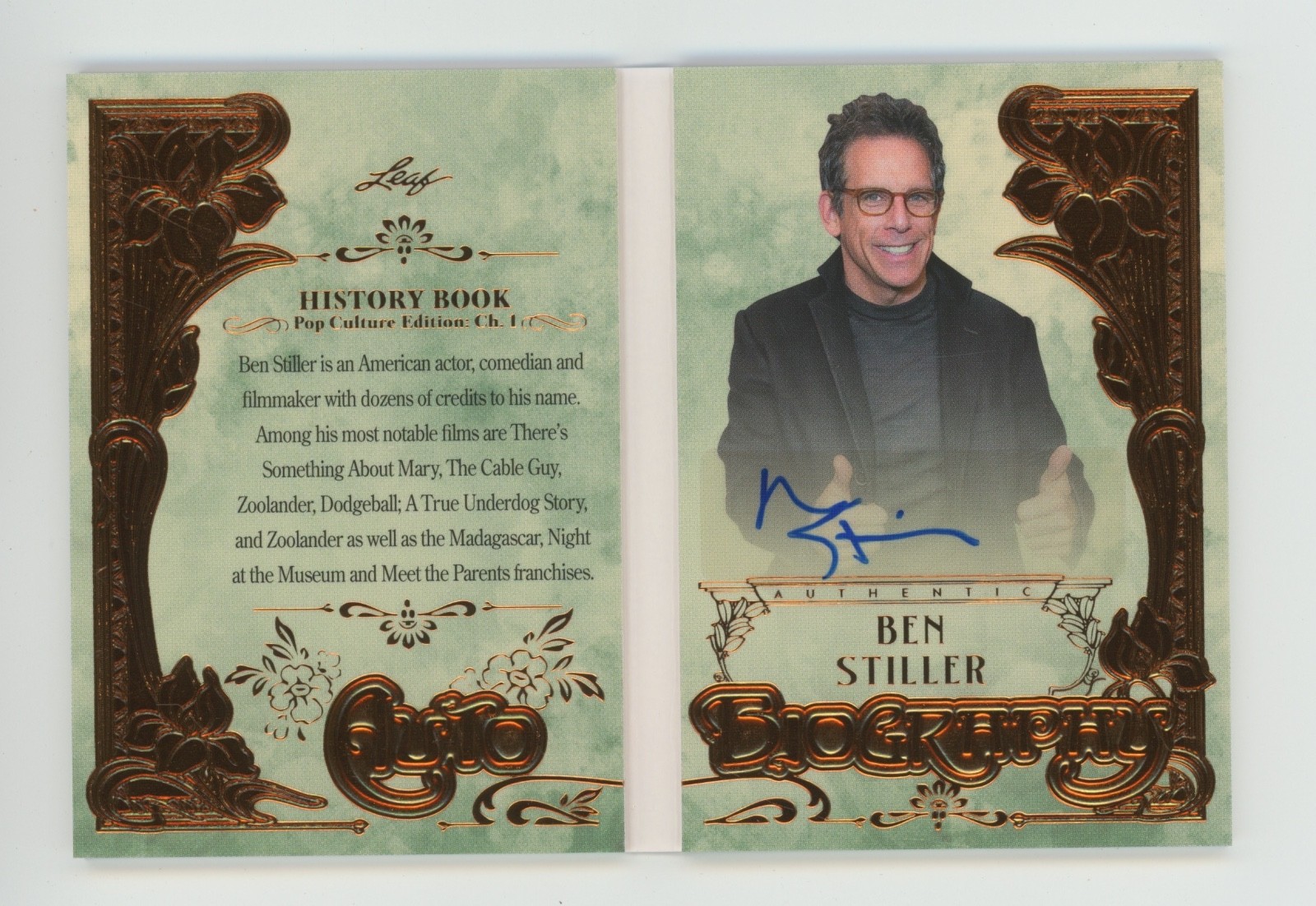 2024 Leaf History Book Auto Biography Bronze Ben Stiller 9/25 Auto Autograph