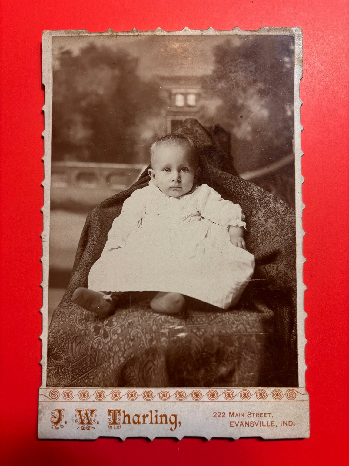 Antique Cabinet Card Photograph Baby J.W. Tharling Evansville Indiana Studio Antique Cabinet Card Photograph Baby J.W. Tharling Evansville Indiana Studio