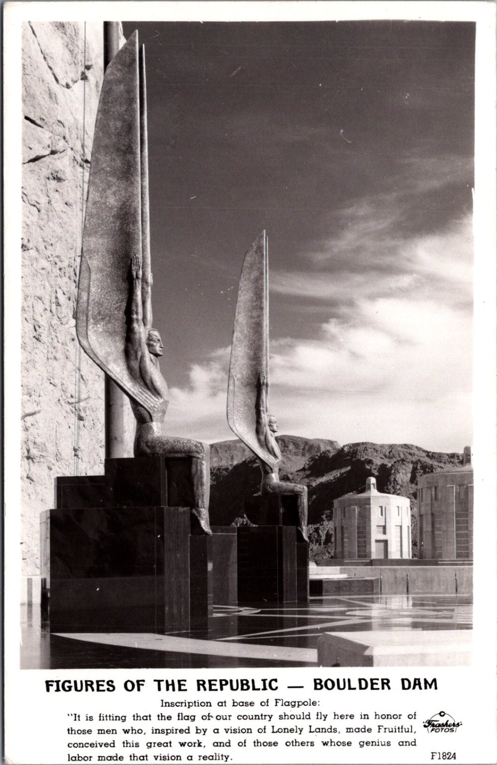Vintage RPPC Boulder Dam Figures of the Republic Frashers Art Deco 1930s Vintage RPPC Boulder Dam Figures of the Republic Frashers Art Deco 1930s