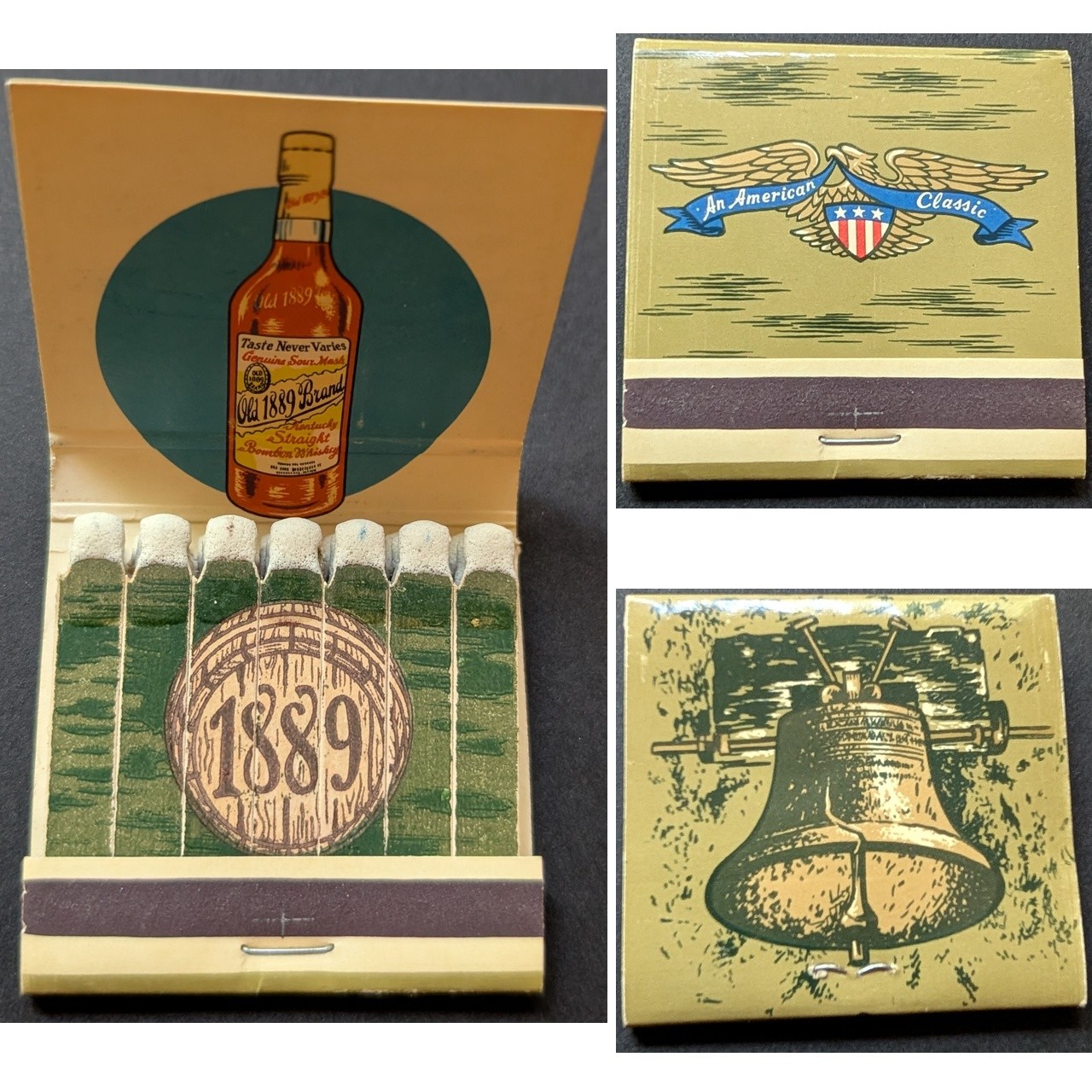 Feature Matchbook Old 1889 Brand Kentucky Straight Bourbon Whiskey