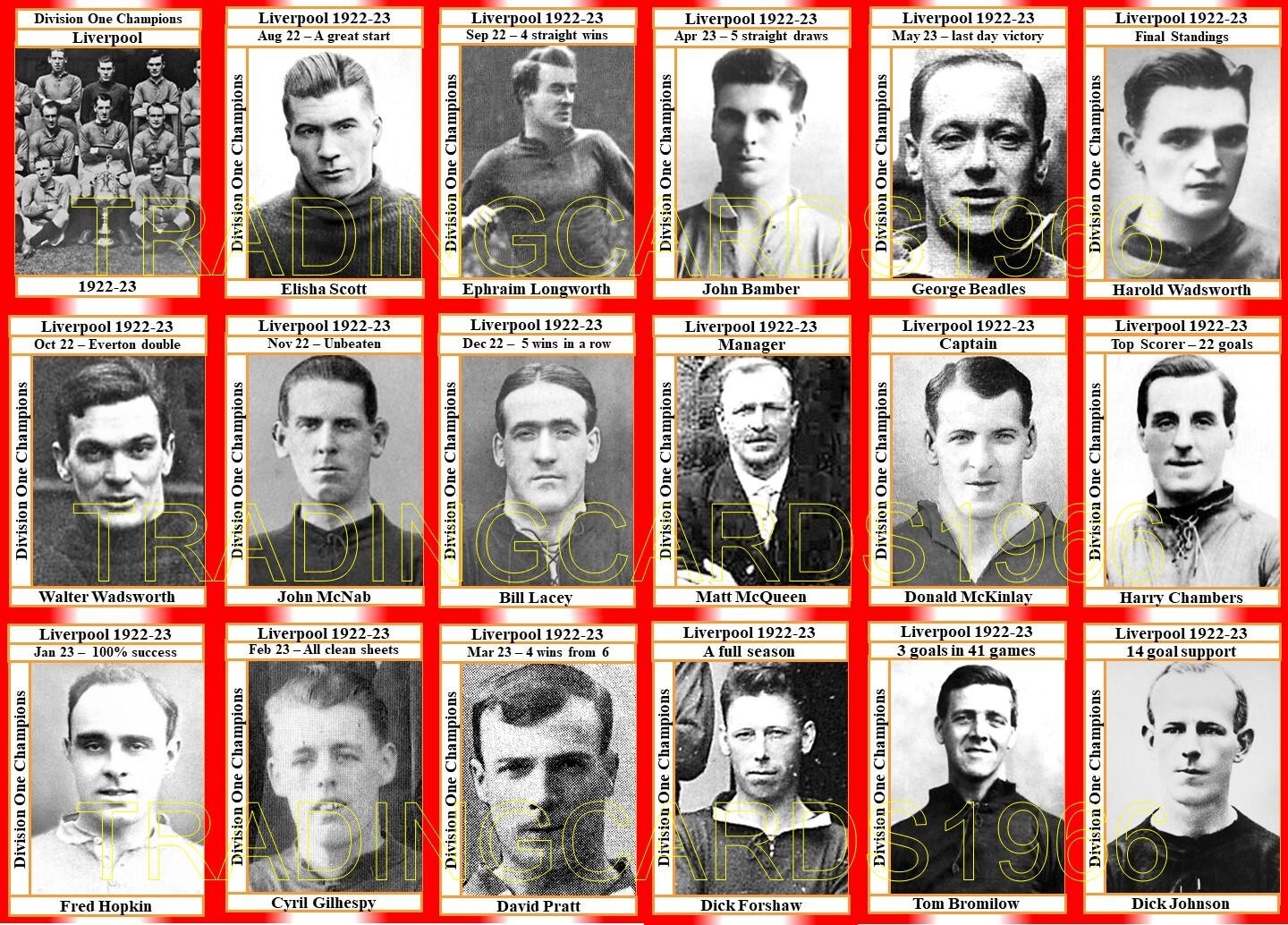Liverpool First Division Champions 1922-23 Football Trading Cards please read