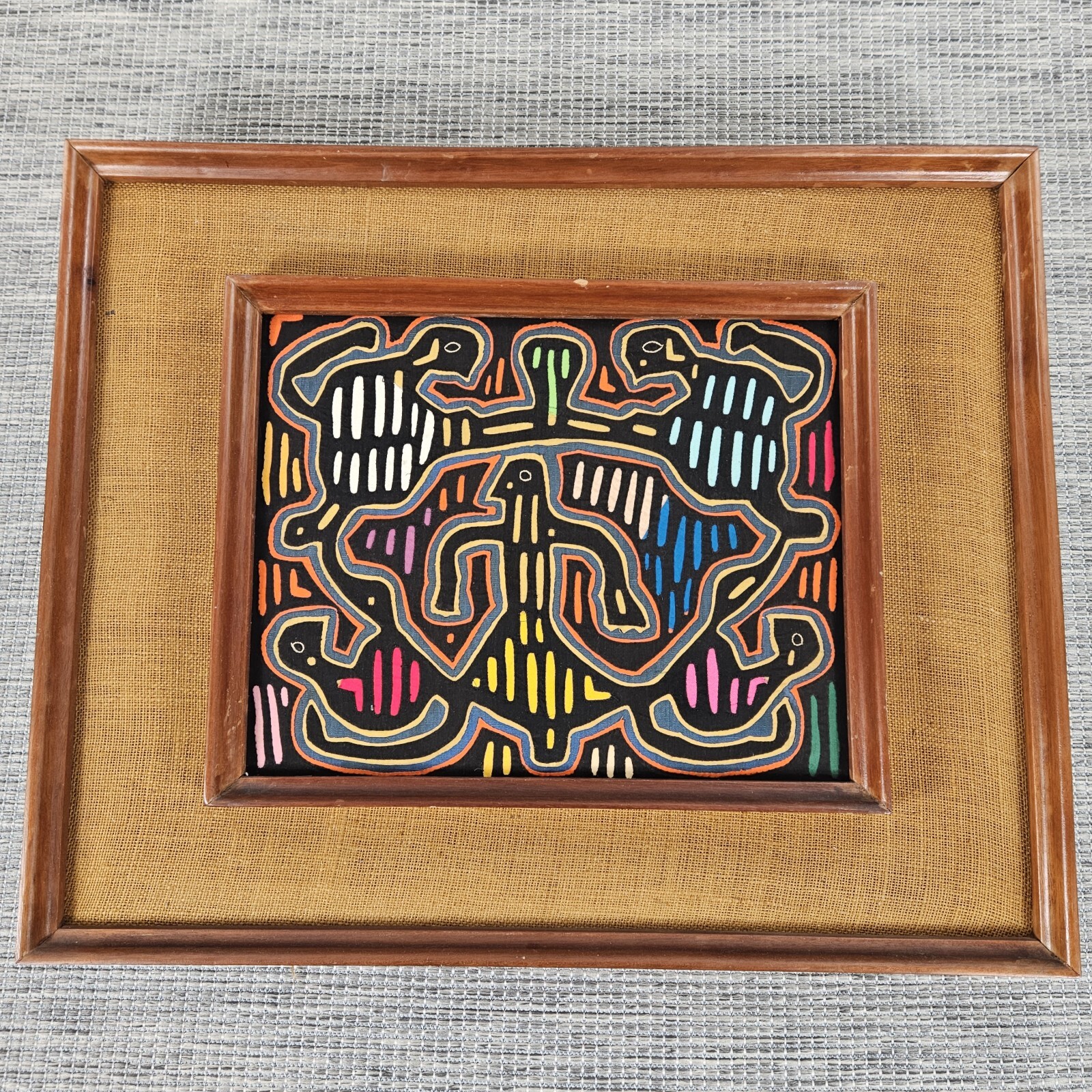 Vintage 27” X 22” Panamanian Mola Reverse Applique Folk Art