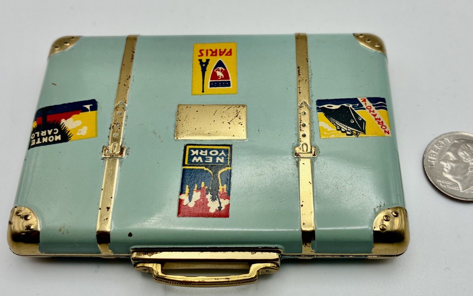 Vintage Novelty Suitcase Compact - Combo Powder Rouge Vintage Novelty Suitcase Compact - Combo Powder Rouge