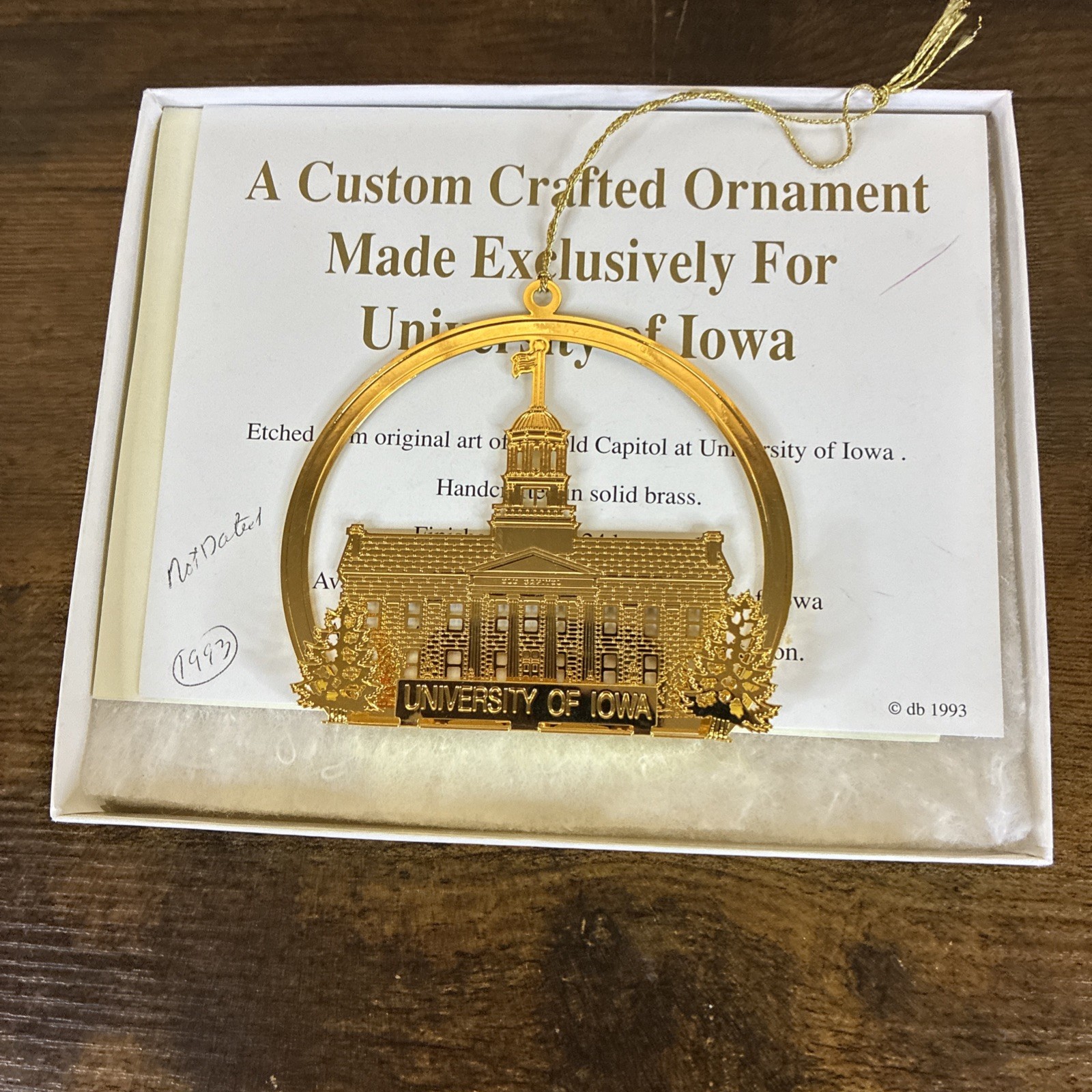 Vintage University Of Iowa Gold Plated Old Capital Ornament Vintage University Of Iowa Gold Plated Old Capital Ornament
