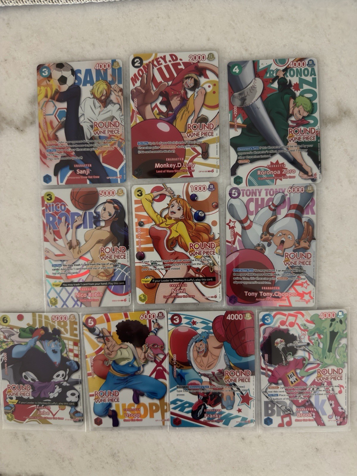 One Piece x Round 1 Promo Trading Cards English COMPLETE SET of 10 One Piece x Round 1 Promo Trading Cards English COMPLETE SET of 10
