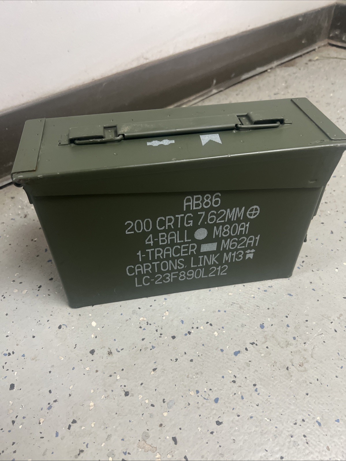 Military 30 CAL Grade 1 M19A1 Metal AMMO CAN 7.62mm BOX .30 CALIBER Military 30 CAL Grade 1 M19A1 Metal AMMO CAN 7.62mm BOX .30 CALIBER