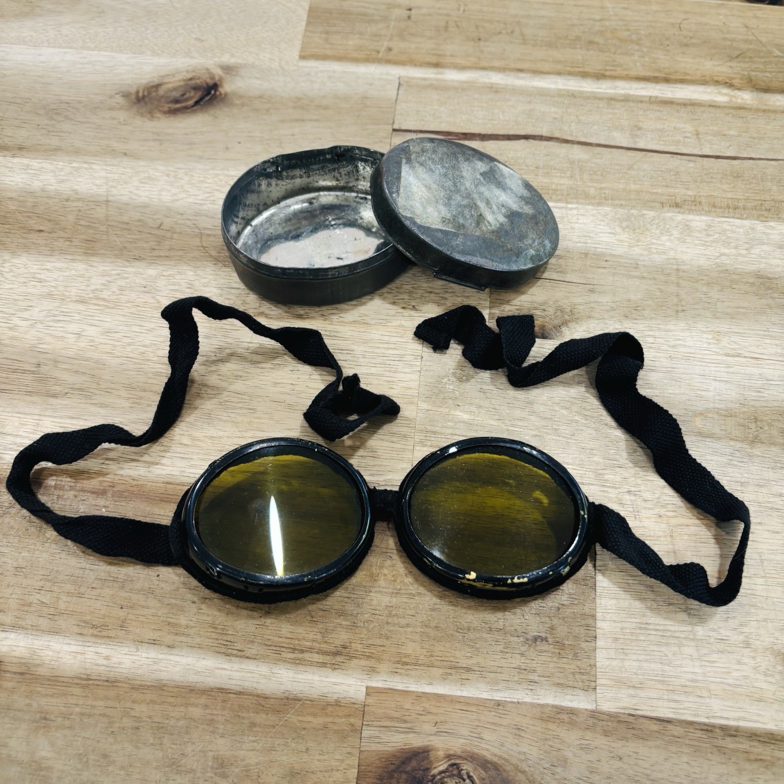 Vintage Military Goggles WWI WWII US Army Snow Ski Glacier Aviator w/ Case