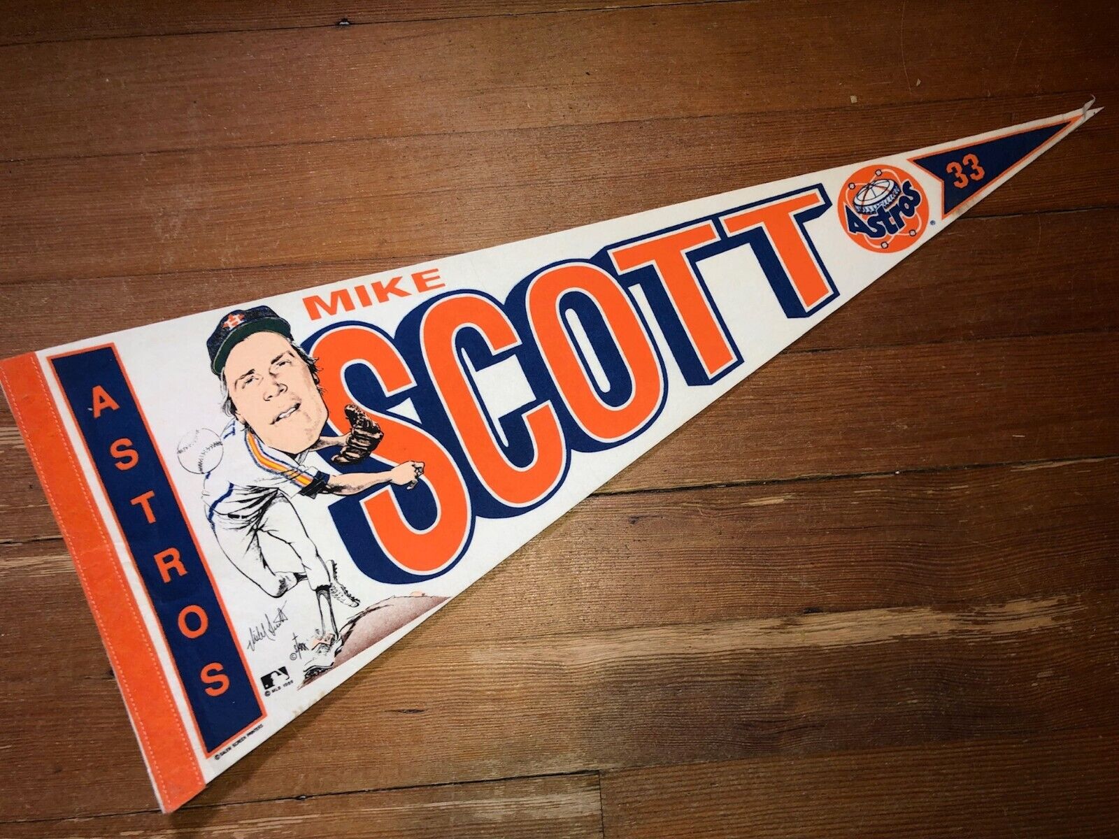 Houston Astros 1989 MLB #33 Mike Scott Vintage Baseball Pennant
