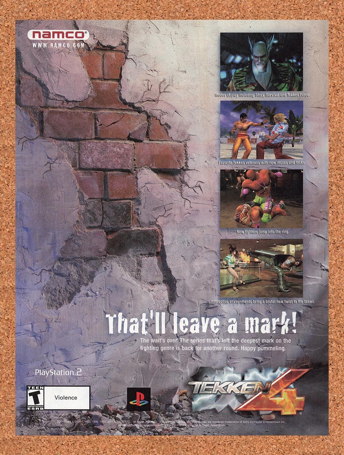 2002 Tekken 4 PS2 Original Advertisement / Retro Promo v1