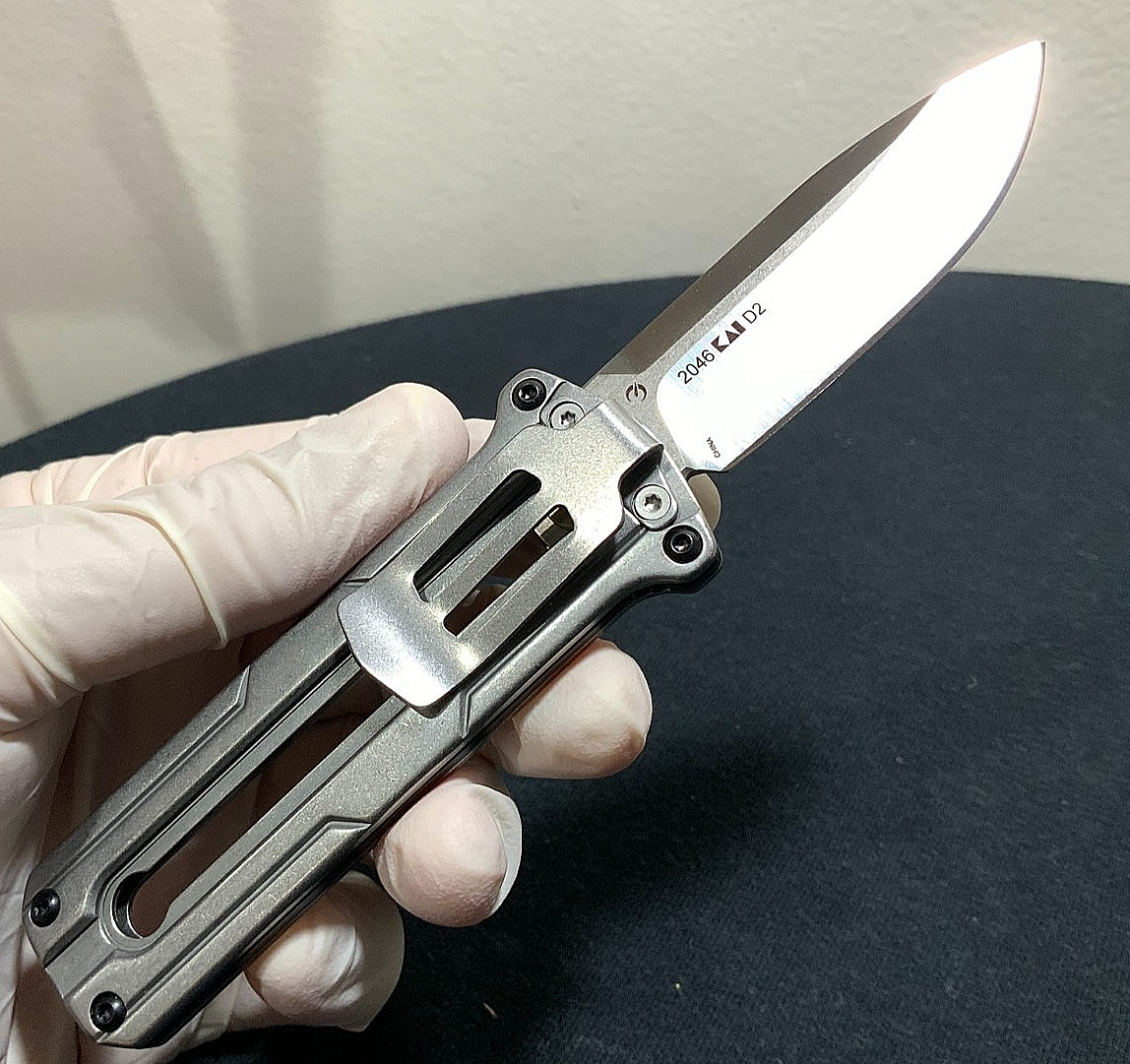 KERSHAW CYBERNET KS2046 Sliding Deploy/Lock Stainless Steel Handle Pocket Knife