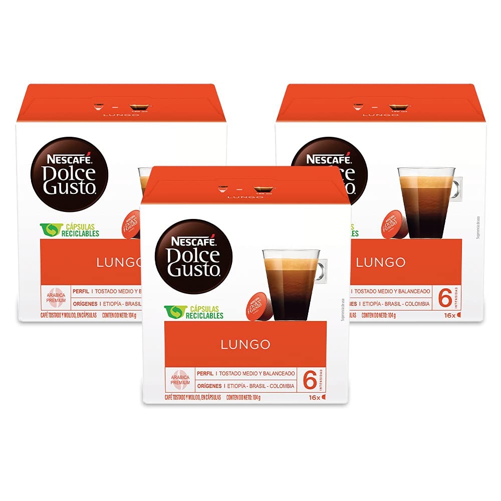 NESCAFÉ Dolce Gusto Coffee Capsules Café 16 Count (Pack of 3), Caffè Lungo