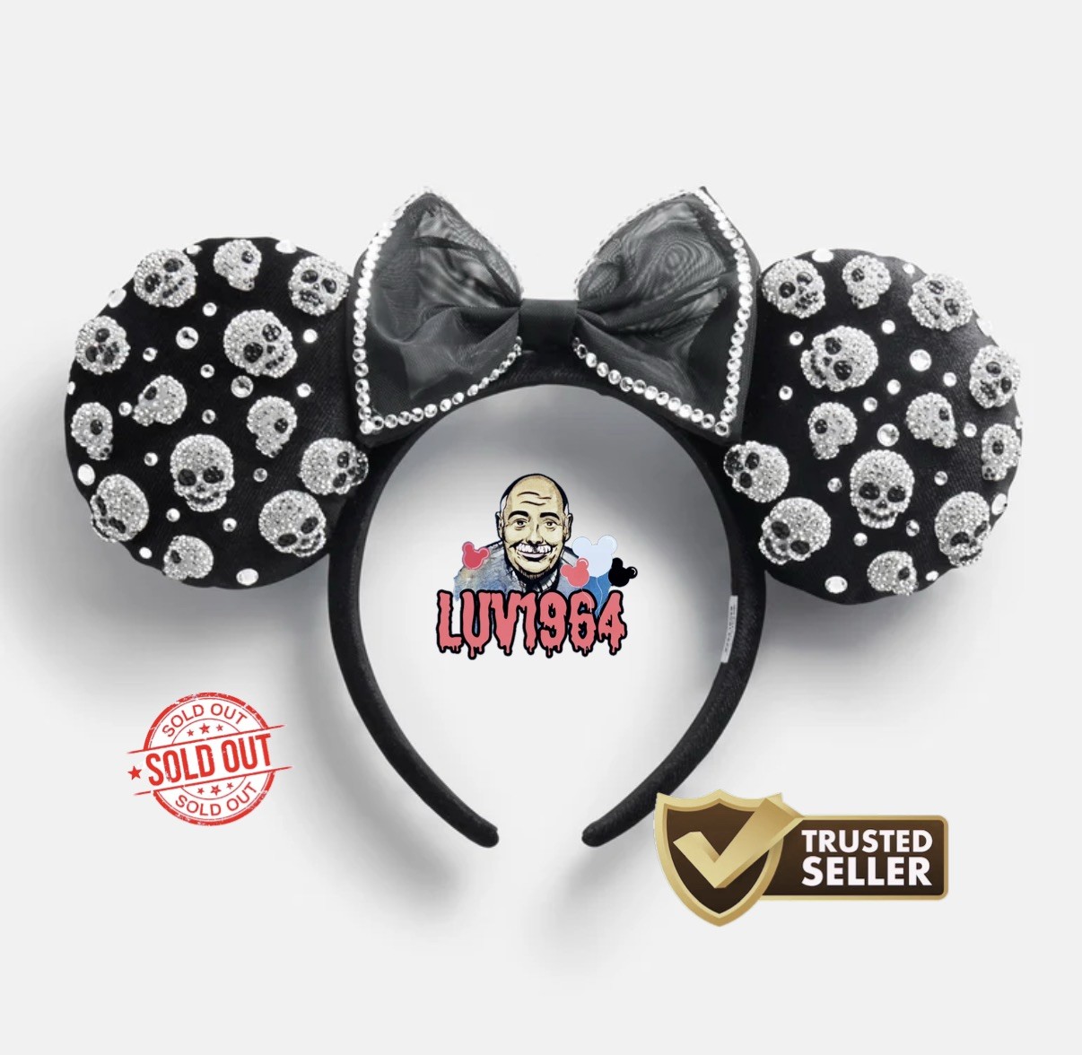 BaubleBar Disney Minnie Mouse Skull Halloween Ears Headband Skeleton NWT