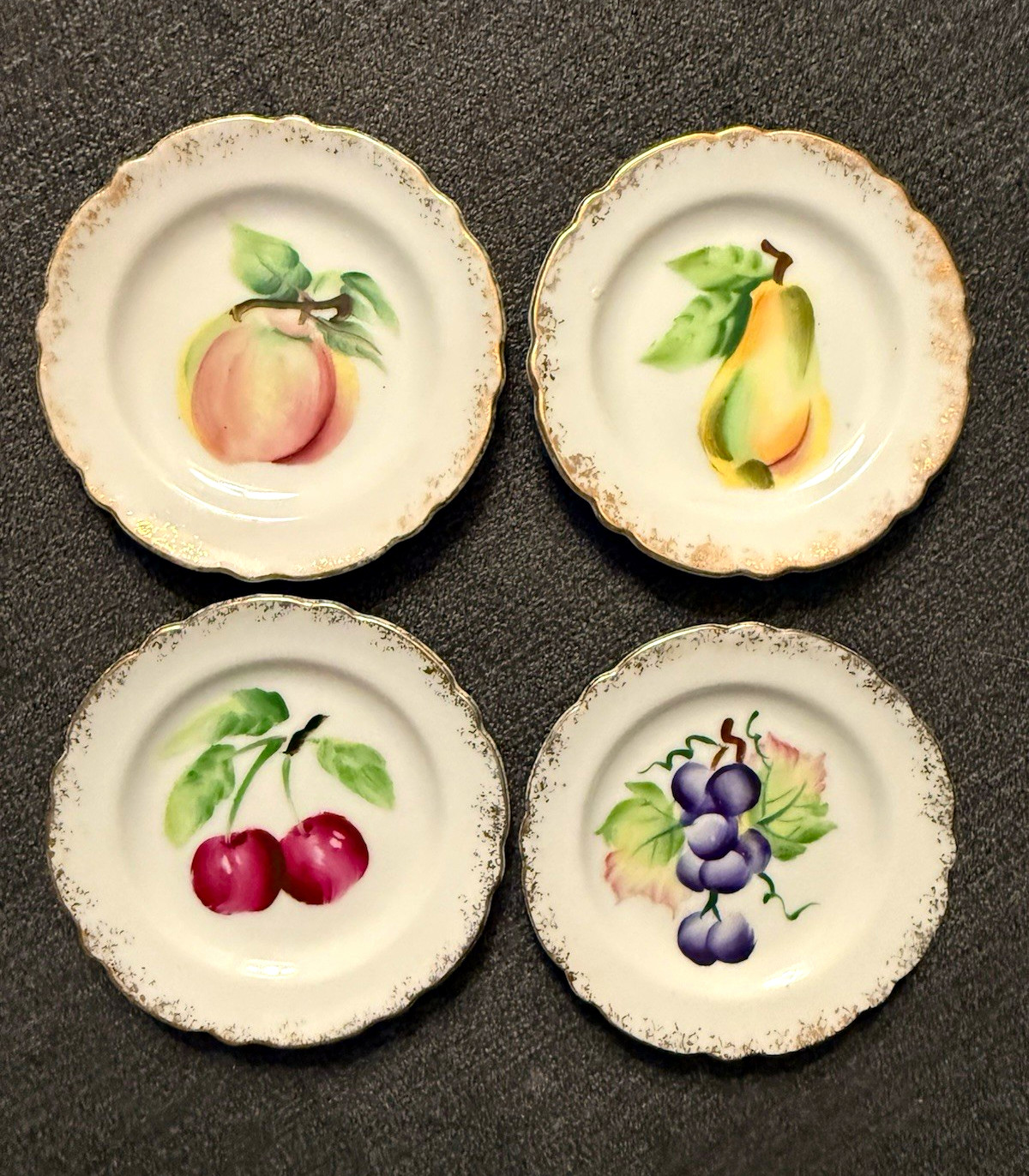 Vintage 50’s Mini Hand Painted Porcelain Fruit Plates - Japan Vintage 50’s Mini Hand Painted Porcelain Fruit Plates - Japan