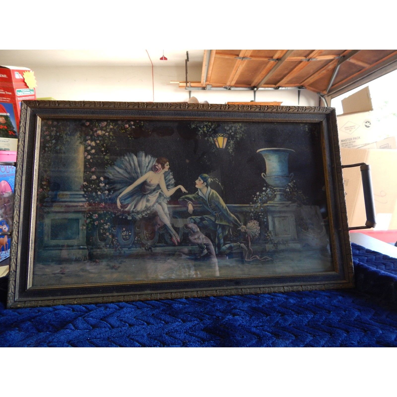 Antique Art Nouveau Boudoir Tray Wall Art Maxfield Parrish Style Ballerina Scene