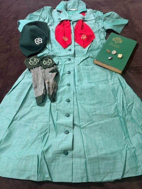 Vintage 1960s Girl Scout Uniform w/Belt, Sash/Badges/Pins, Socks, Knife, Beret Vintage 1960s Girl Scout Uniform w/Belt, Sash/Badges/Pins, Socks, Knife, Beret